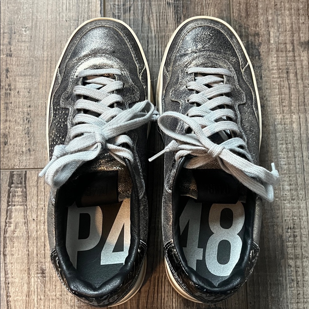 P448 Metallic Sneakers with Lace-Up Design